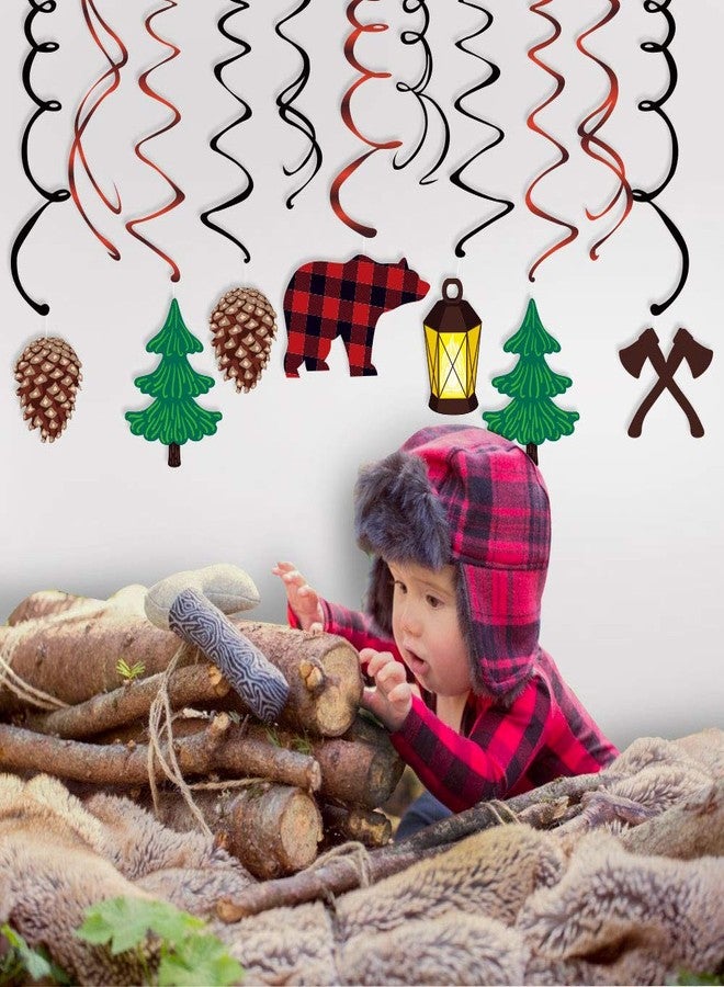 CC HOME 30Pack Lumberjack Bear Hanging Swirls Pine Nut Tree Axe Streamer Birthday Party Decorations Lumberjack Themed Party Favors for Holiday Baby Shower Home Decoration - Image 5